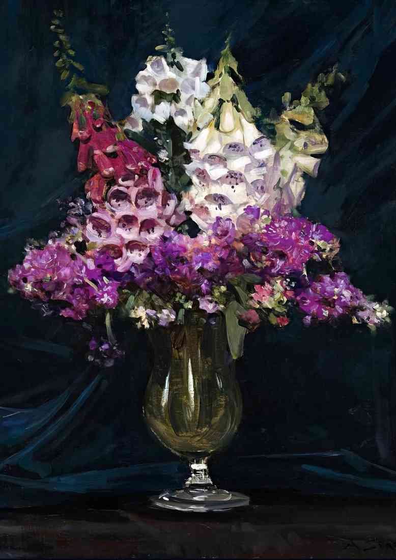 streeton foxgloves and stocks A4 Photo Print