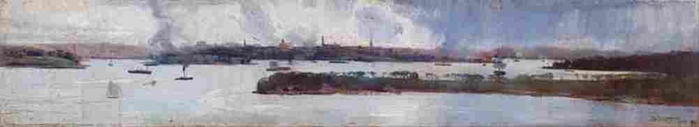 streeton rain over sydney harbour Art A4 Photo Print