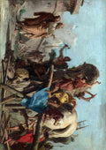 stretched Giovanni Domenico Tiepolo The Building of the Trojan Horse A4 Photo Print