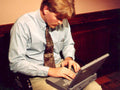 study laptop man1980s 1990s A4 Photo Print