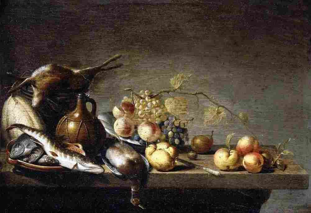 stw Still Life Fish Game Fruit Art A4 Photo Print