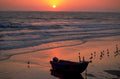 sunset beach boat 1980s 1990s A4 Photo Print