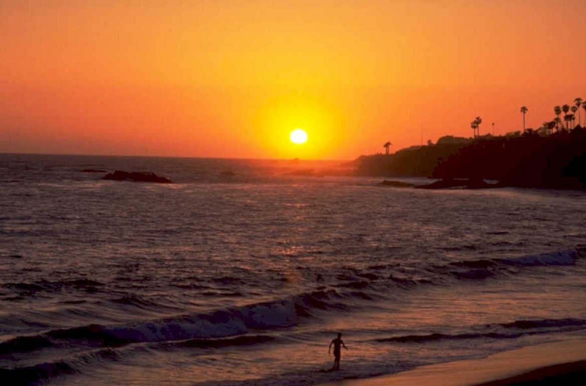 sunset beach california 1980s 1990s A4 Photo Print