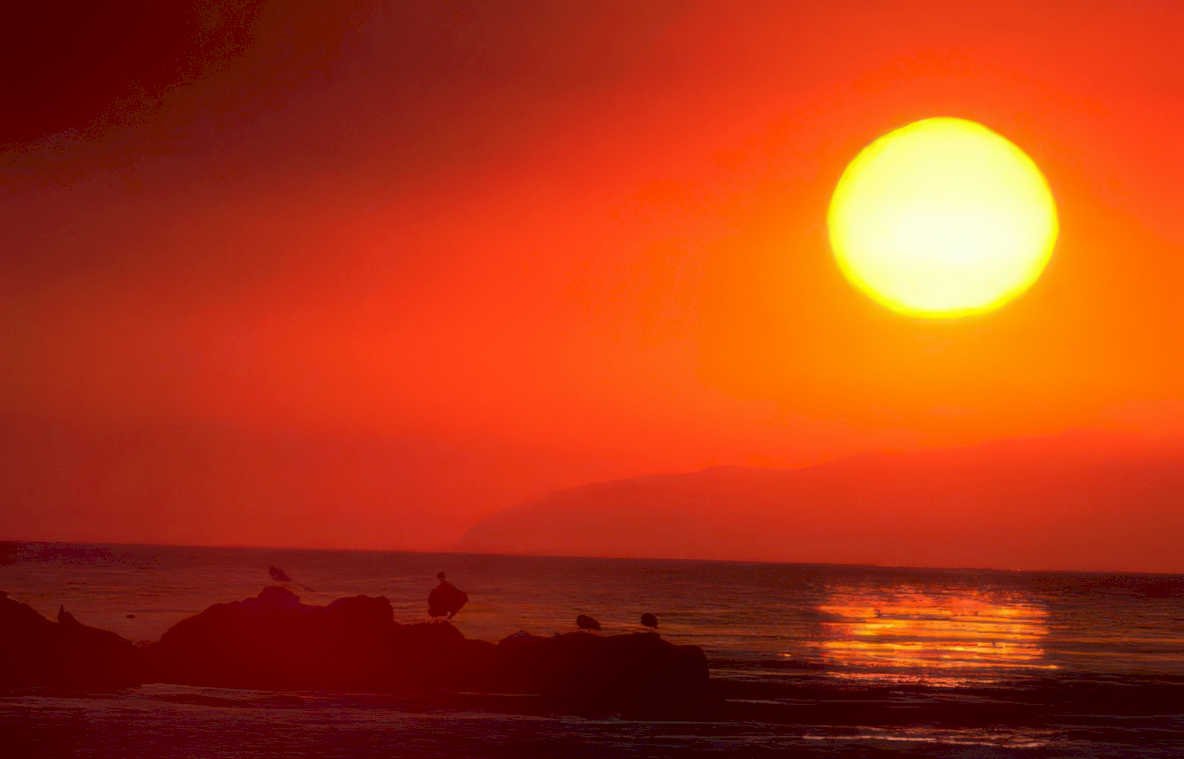 sunset beach california Vintage A4 Photo Print