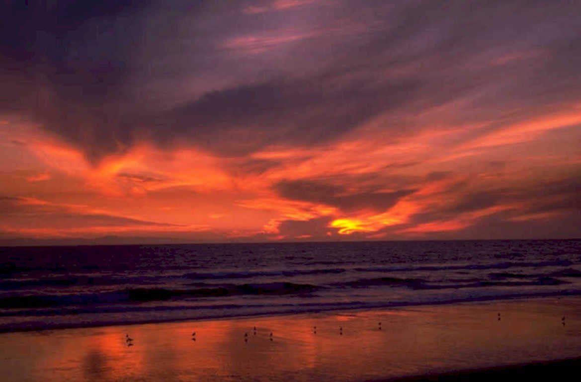 sunset beach clouds 1980s 1990s A4 Photo Print 42