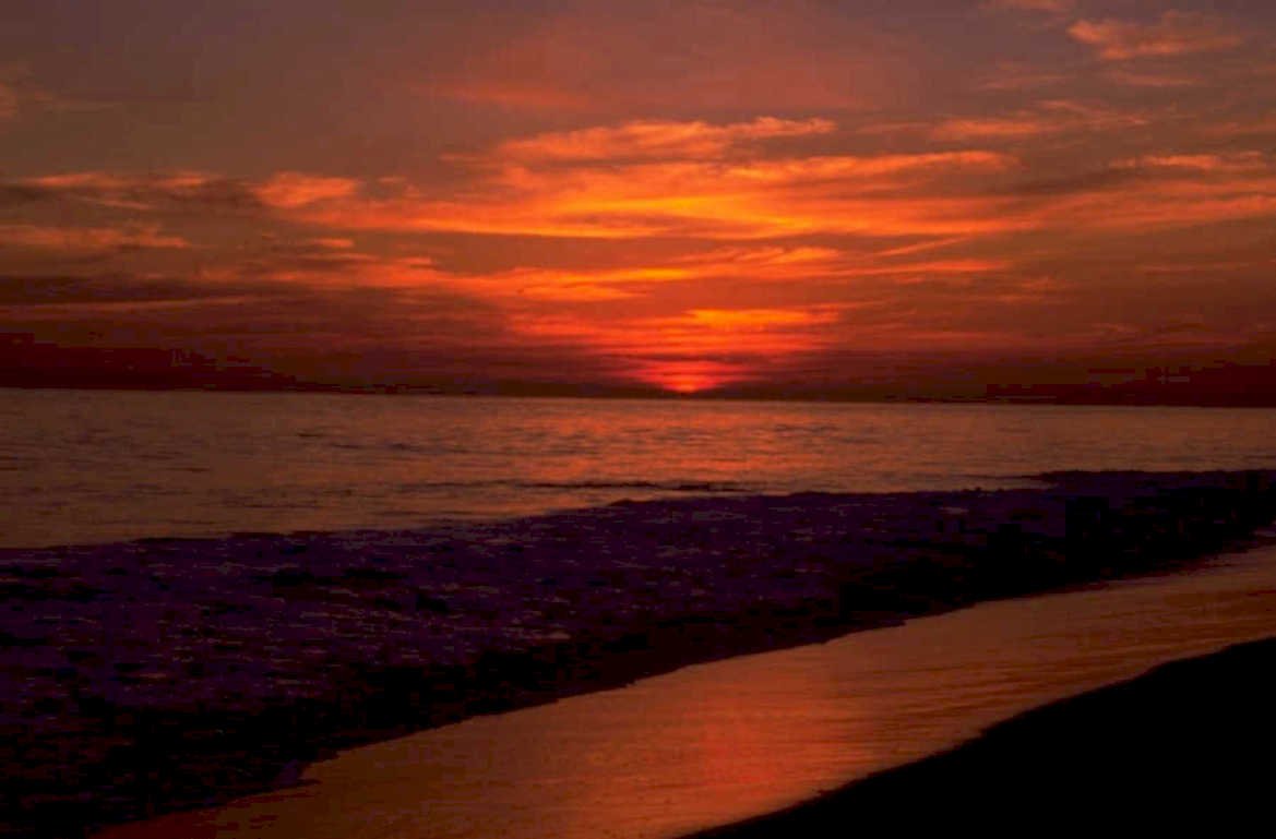 sunset beach evening 1980s 1990s A4 Photo Print