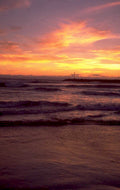 sunset beach lights 1980s 1990s A4 Photo Print