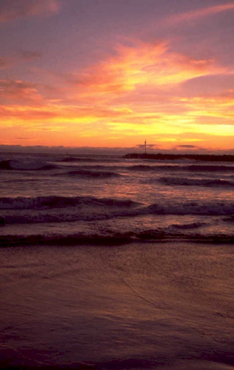 sunset beach lights 1980s 1990s A4 Photo Print