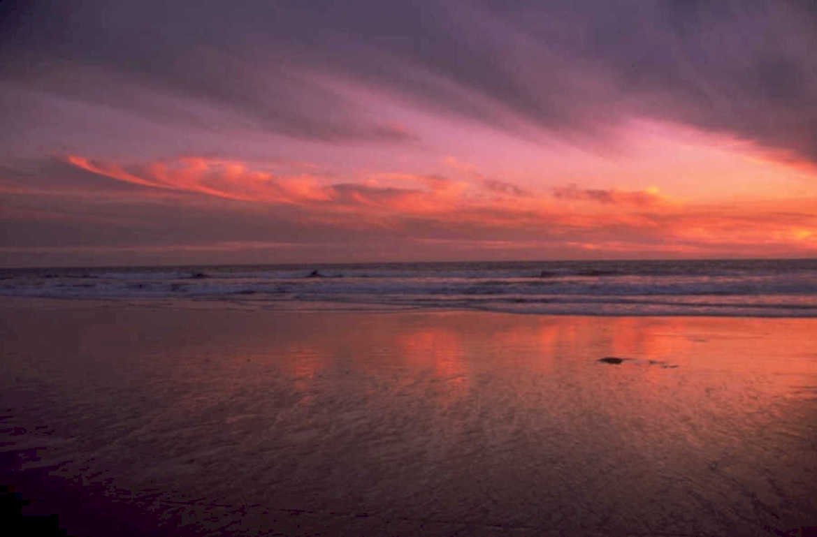 sunset beach ocean 1980s 1990s A4 Photo Print