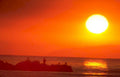 sunset beach pelicans Vintage A4 Photo Print