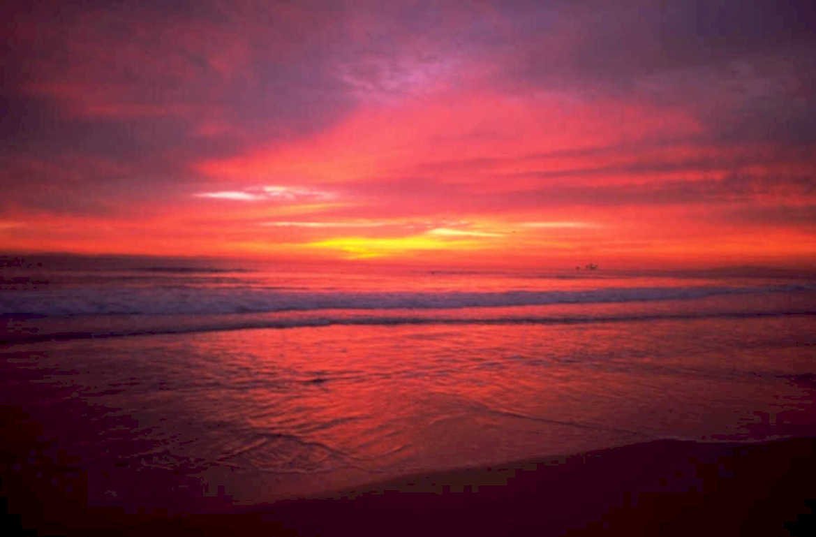 sunset beach redsky 2 1980s 1990s A4 Photo Print