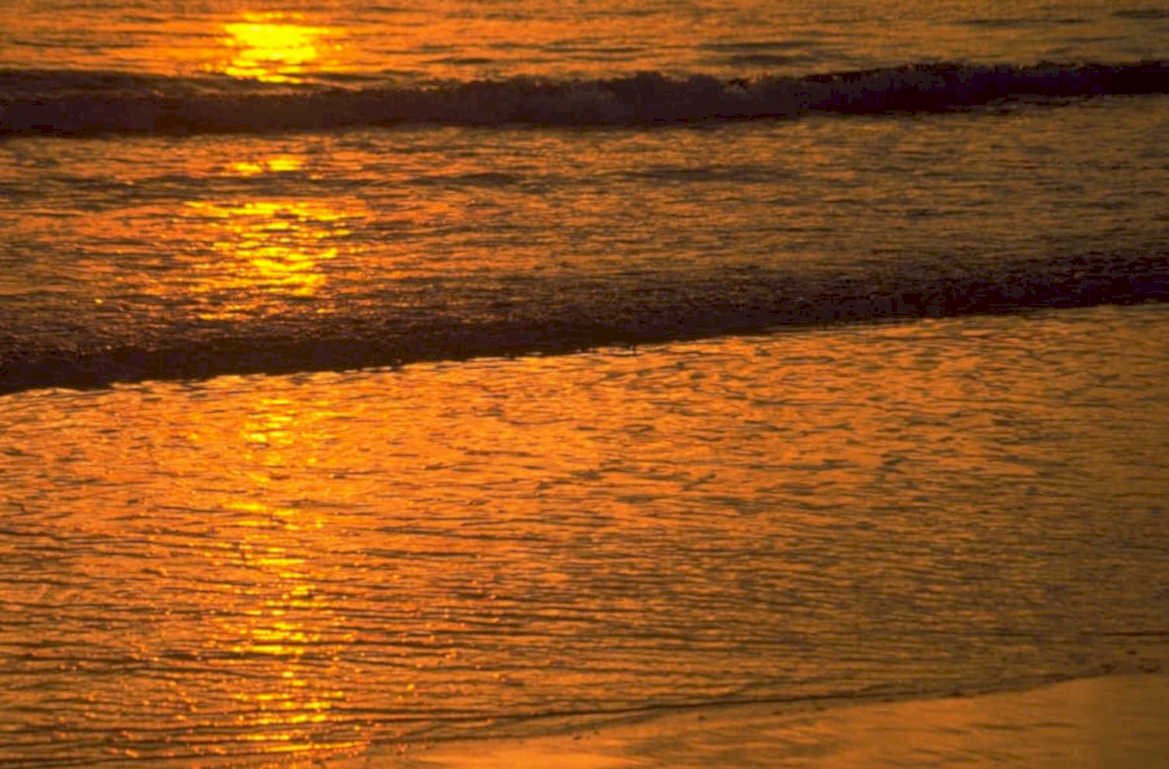 sunset beach reflection 3 1980s 1990s A4 Photo Print