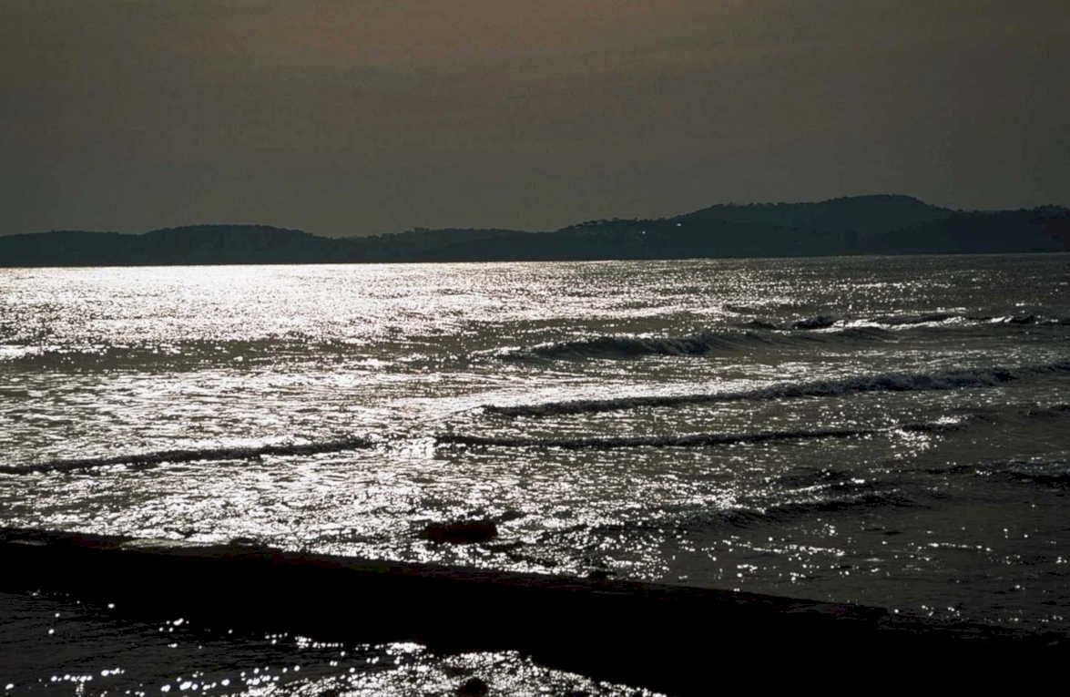 sunset beach reflection1980s 1990s A4 Photo Print
