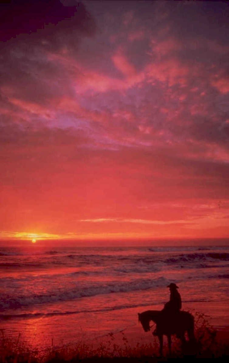 sunset beach rider 1980s 1990s A4 Photo Print