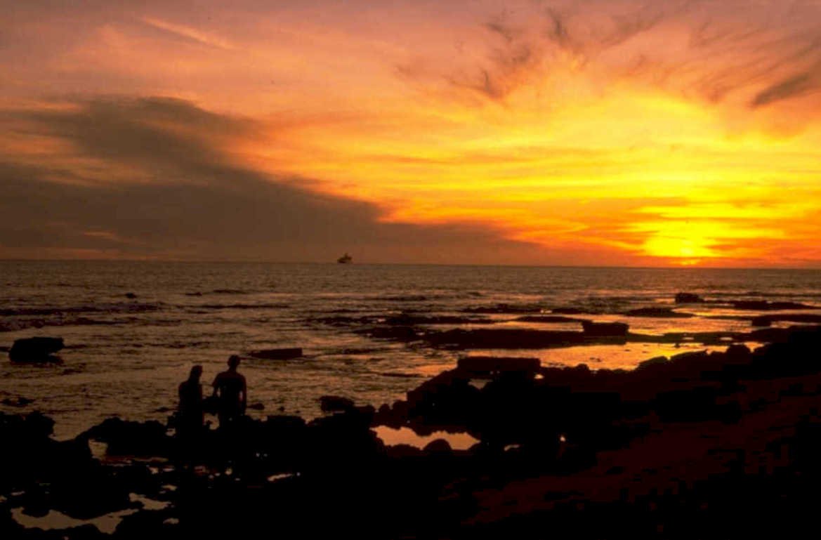 sunset beach rocks 1980s 1990s A4 Photo Print
