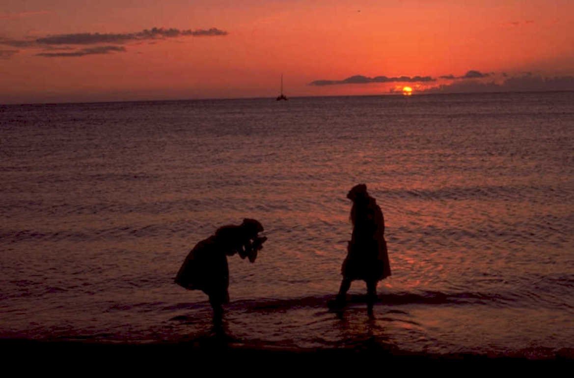 sunset beach silhouette 2 1980s 1990s A4 Photo Print 43
