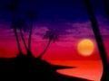sunset beach silhouette1980s 1990s A4 Photo Print