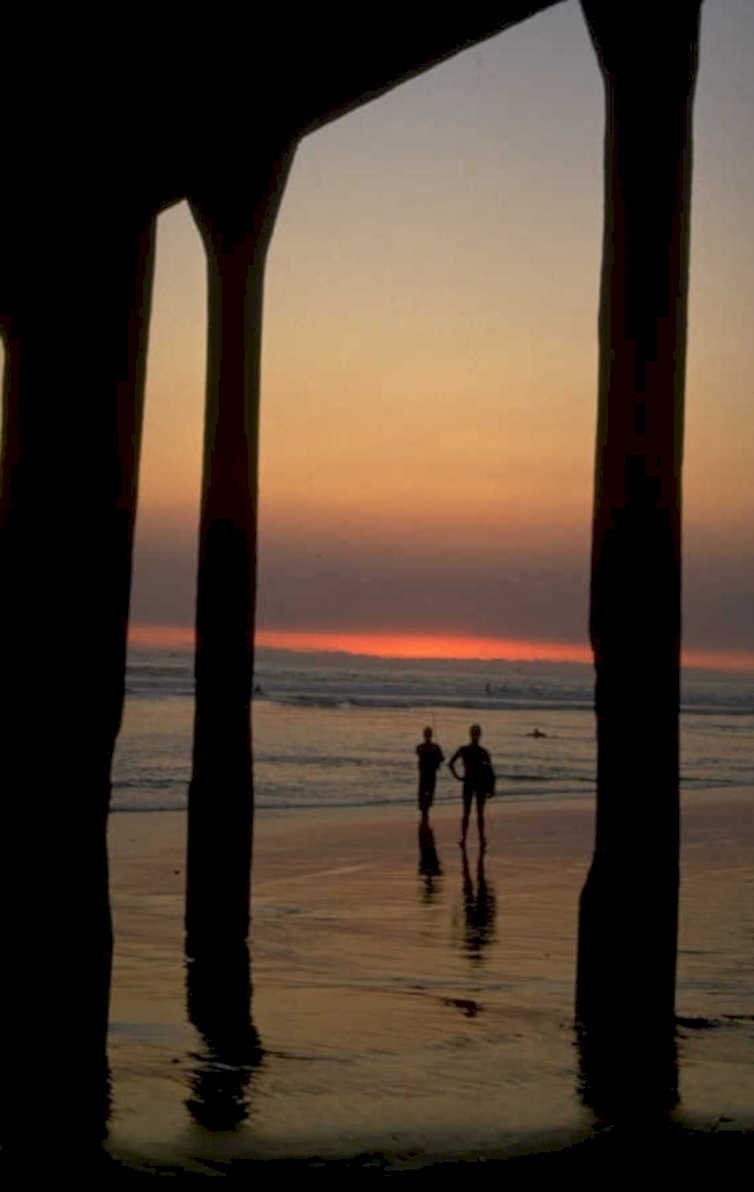 sunset beach silhouettes 1980s 1990s A4 Photo Print 42