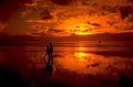 sunset beach silhouettes 1980s 1990s A4 Photo Print