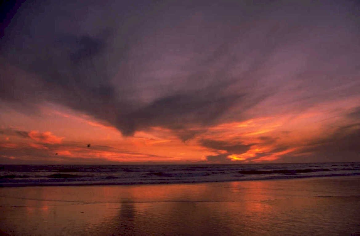 sunset beach sky 1980s 1990s A4 Photo Print