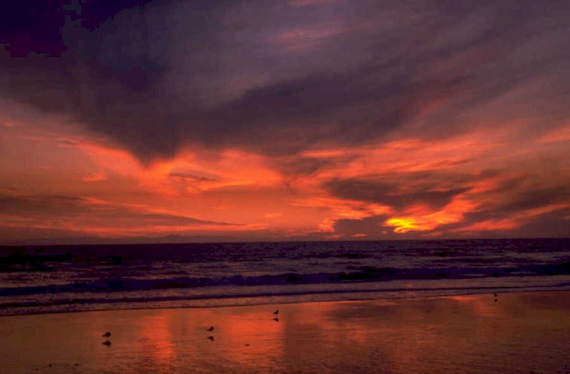 sunset beach sky 2 1980s 1990s A4 Photo Print