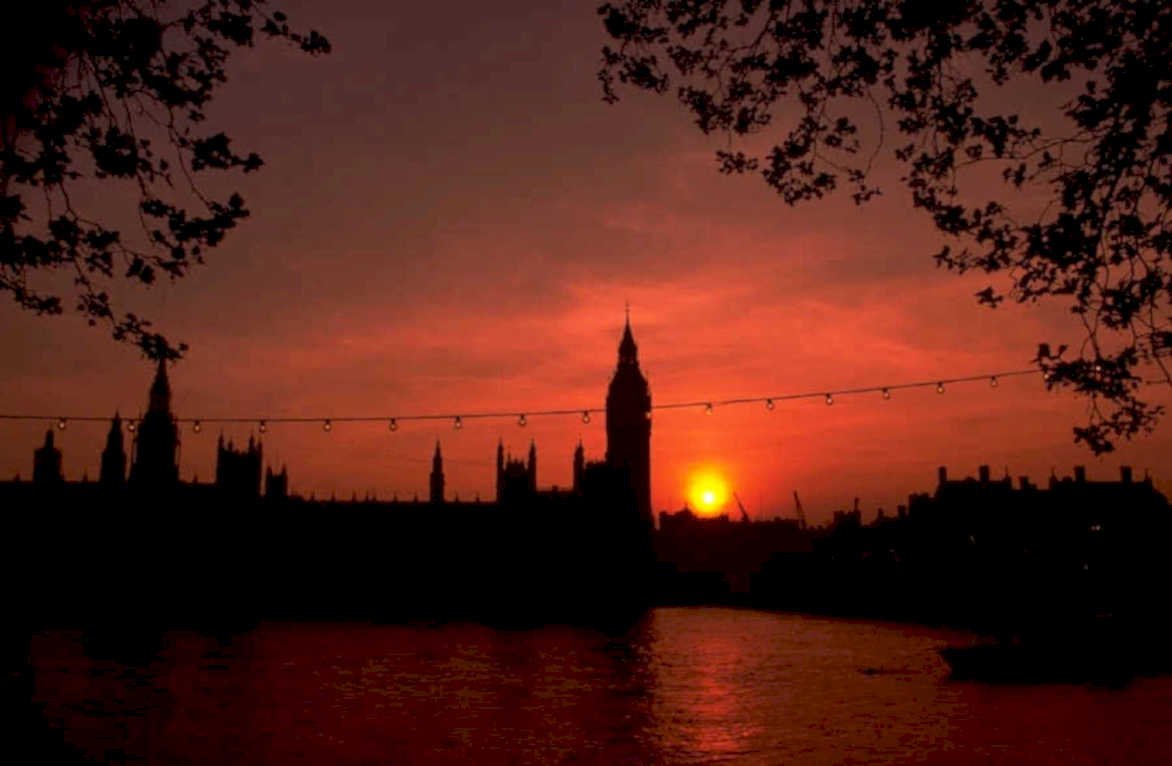 sunset big ben 1980s 1990s A4 Photo Print