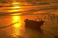 sunset boat scene 1980s 1990s A4 Photo Print