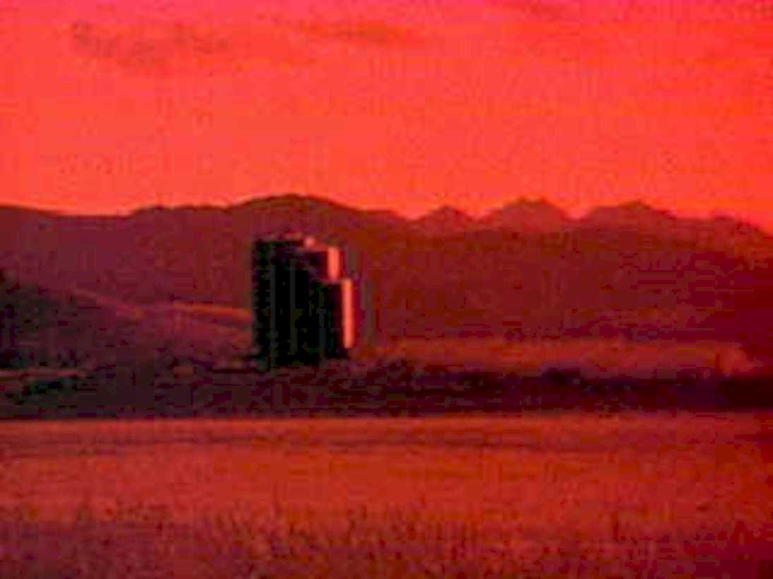 sunset building mountains1980s 1990s A4 Photo Print