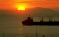 sunset cargo ship Vintage A4 Photo Print