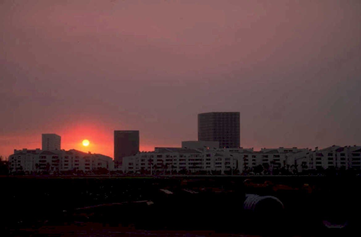 sunset cityscape la 1980s 1990s A4 Photo Print
