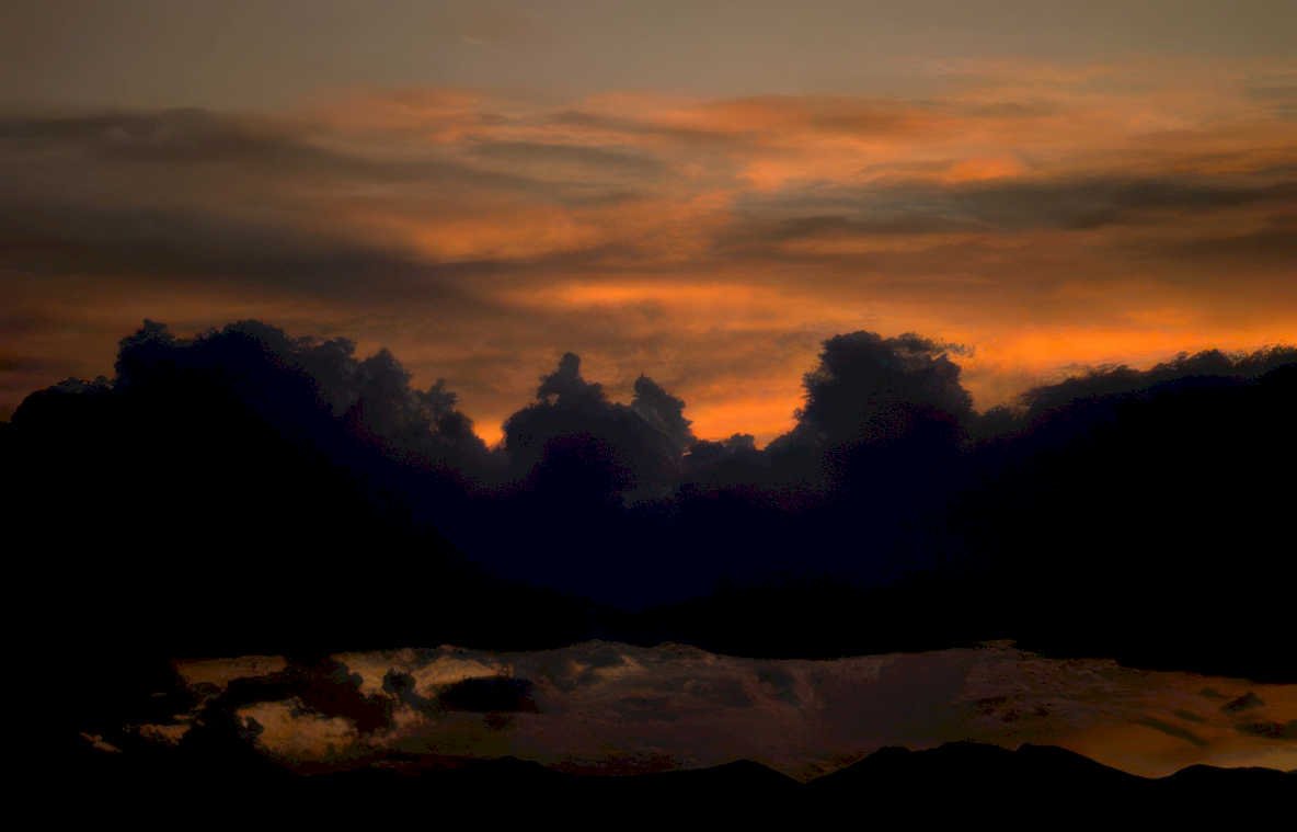 sunset clouds lake Vintage A4 Photo Print