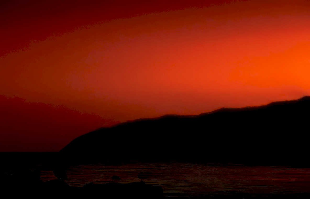 sunset coast silhouetted 4 Vintage A4 Photo Print