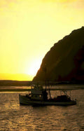 sunset fishing boat Vintage A4 Photo Print