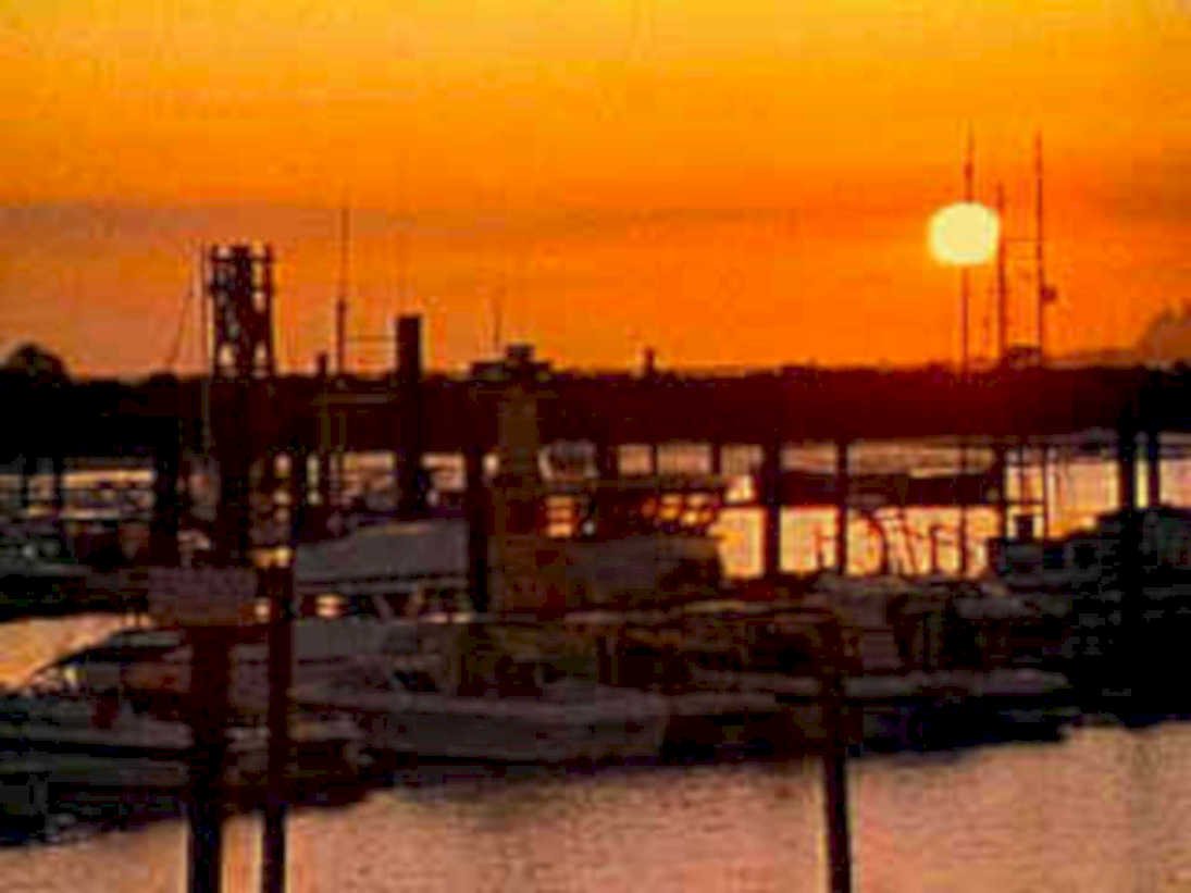 sunset harbor boats 11980s 1990s A4 Photo Print
