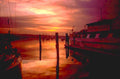sunset harbor boats 1980s 1990s A4 Photo Print