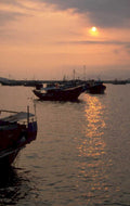 sunset harbor boats 2 1980s 1990s A4 Photo Print