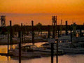 sunset harbor boats 31980s 1990s A4 Photo Print