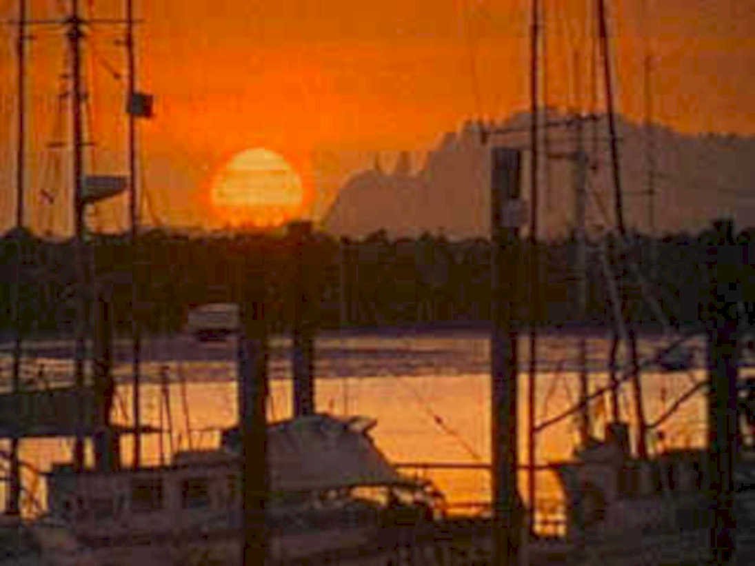 sunset harbor sailboats 11980s 1990s A4 Photo Print