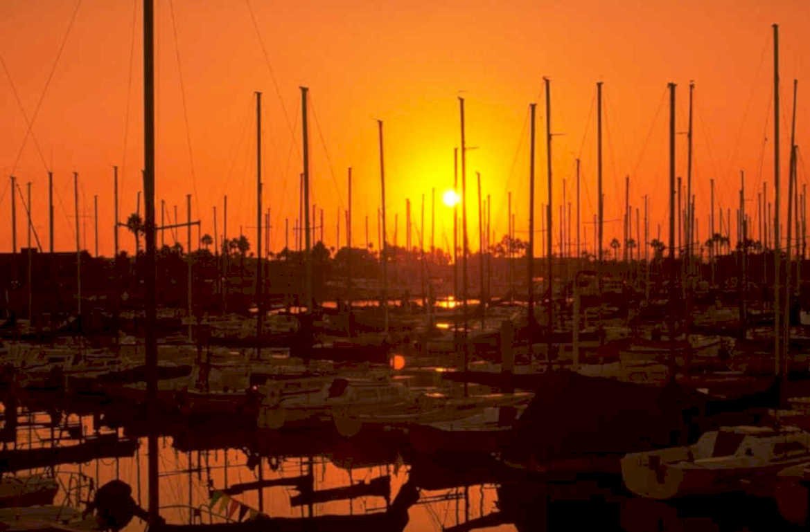 sunset harbor sailboats 1980s 1990s A4 Photo Print