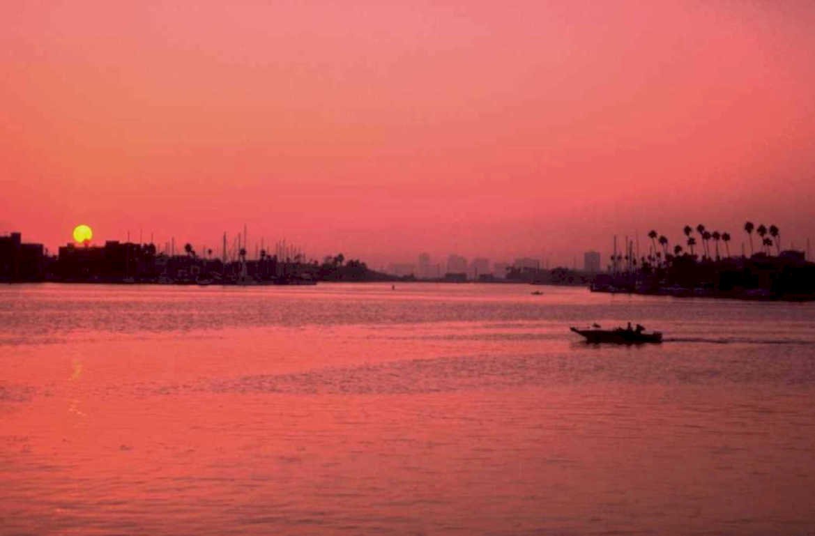sunset harbor scene 1980s 1990s A4 Photo Print