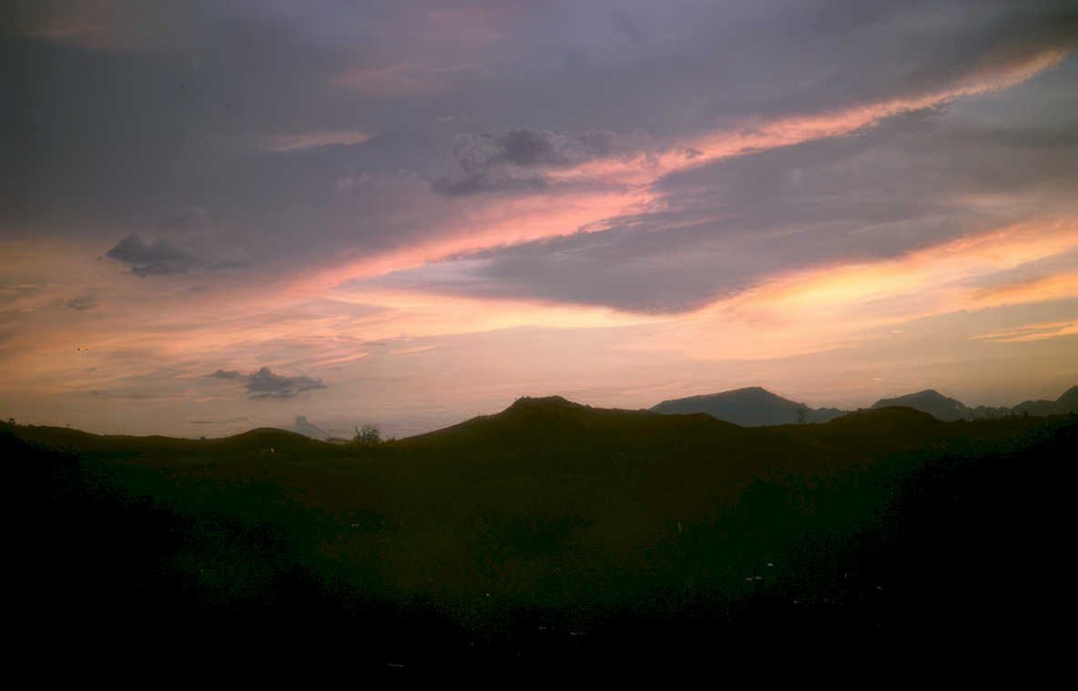 sunset hills pinkclouds Vintage A4 Photo Print