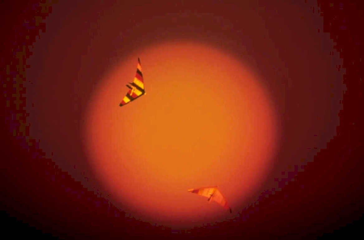 sunset kite flight 1980s 1990s A4 Photo Print