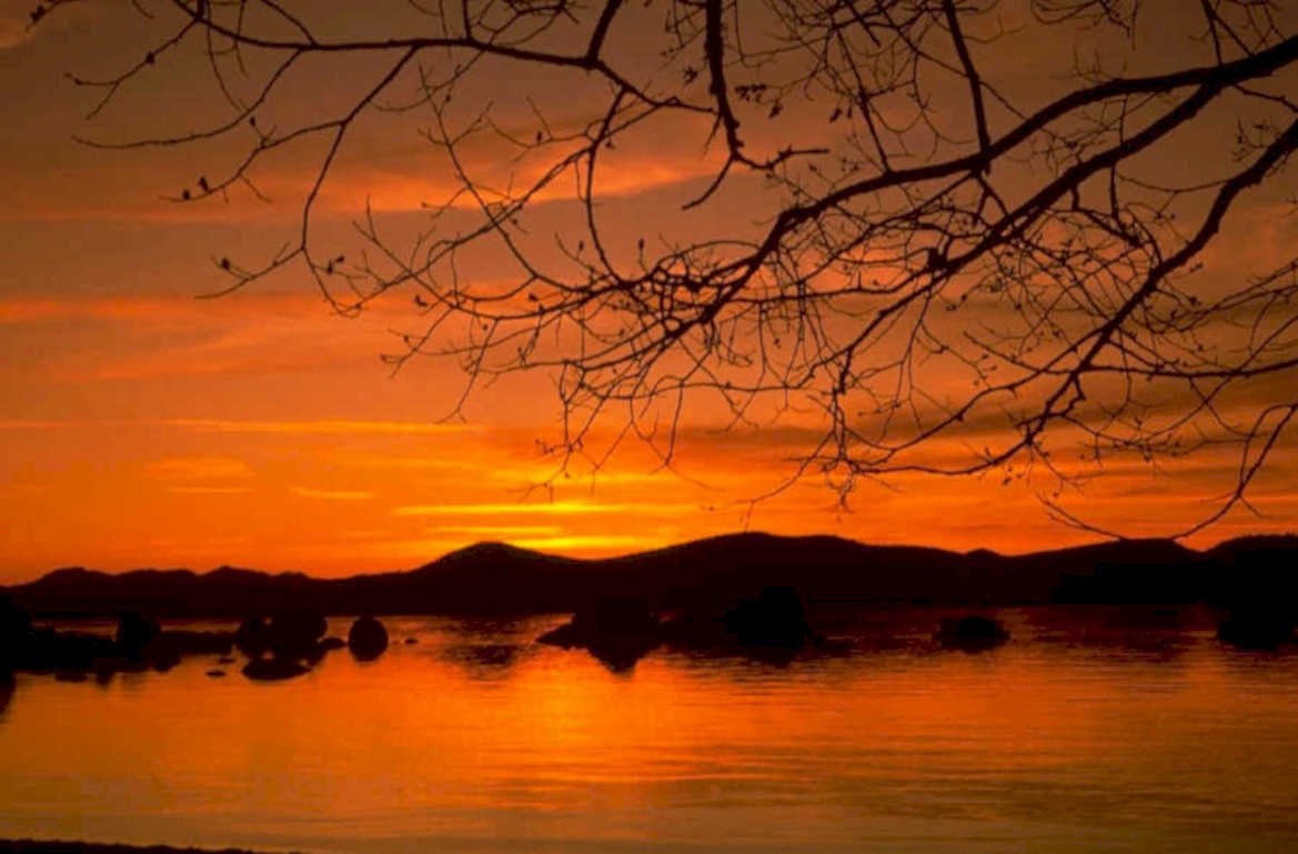 sunset lake reflection 1 1980s 1990s A4 Photo Print