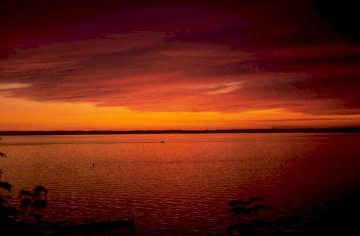 sunset lake reflection 1980s 1990s A4 Photo Print