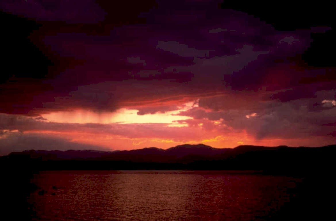 sunset lake reflection 4 1980s 1990s A4 Photo Print