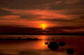 sunset lake rocks 1980s 1990s A4 Photo Print