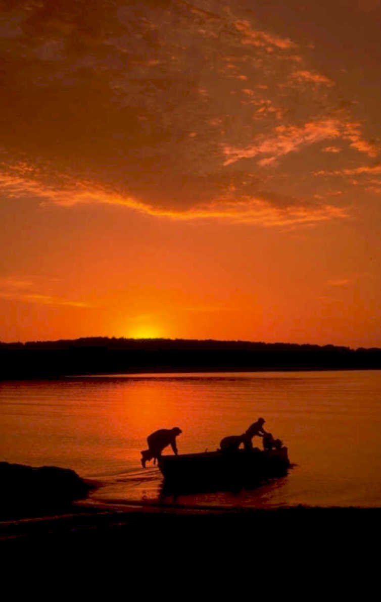 sunset lake silhouettes 1980s 1990s A4 Photo Print
