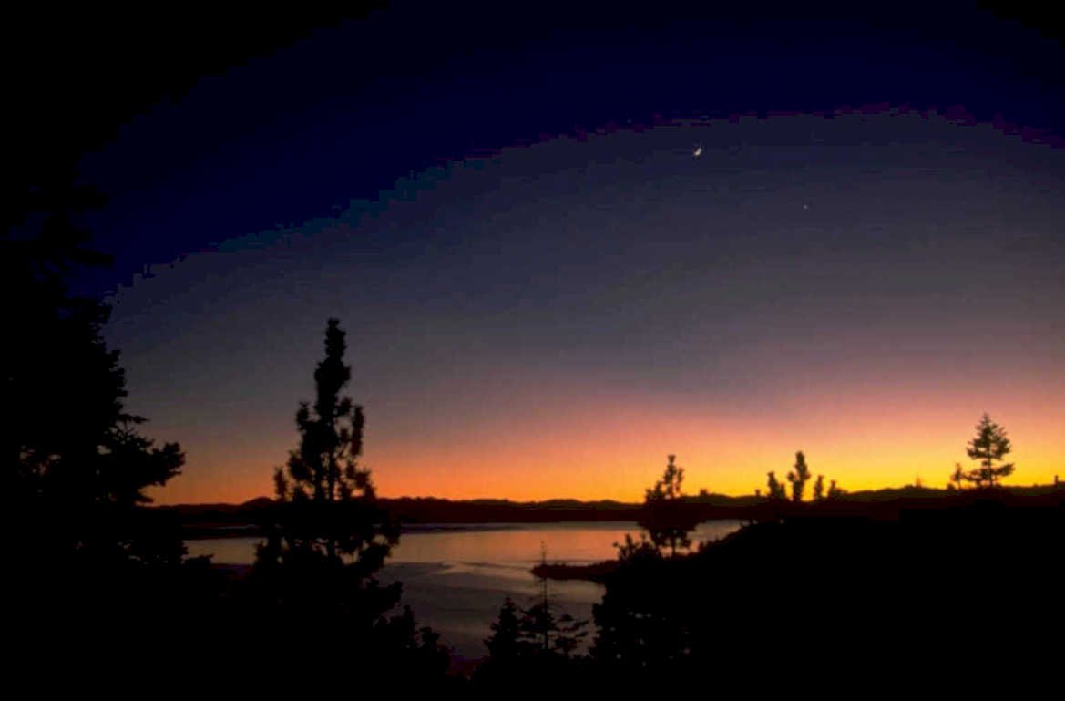 sunset lake trees 1980s 1990s A4 Photo Print