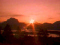 sunset mountain lake 11980s 1990s A4 Photo Print