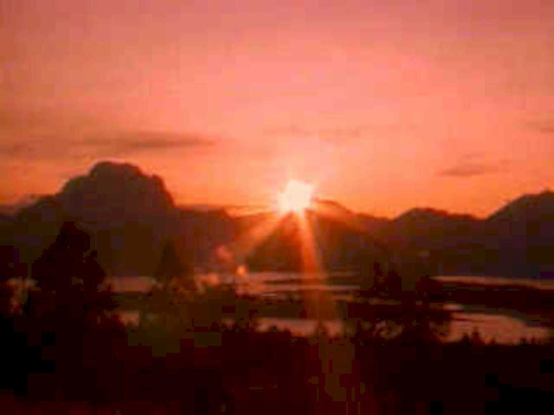 sunset mountain lake 11980s 1990s A4 Photo Print